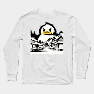 Japanese Big Duck Monster Pun Funny Duck Long Sleeve T-Shirt